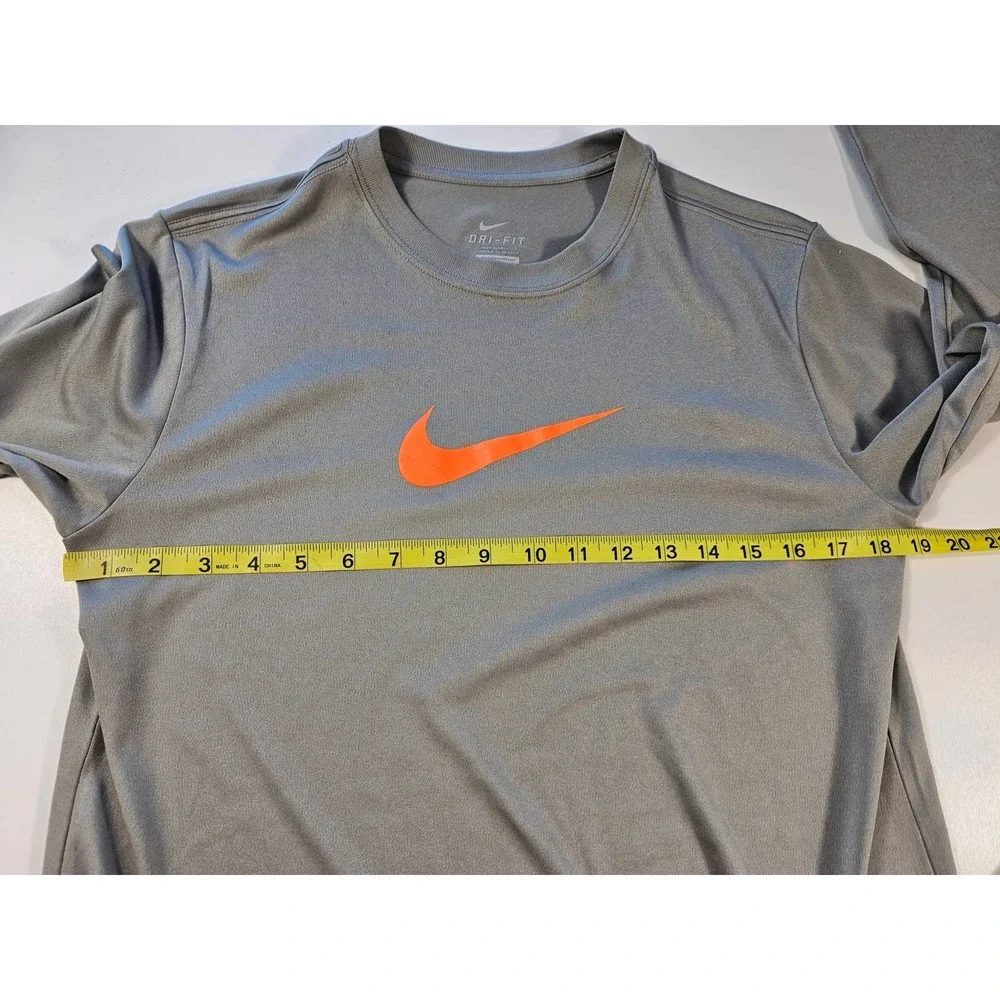 Nike dri fit long sleeve swoosh grey Performance shirt youth XL #